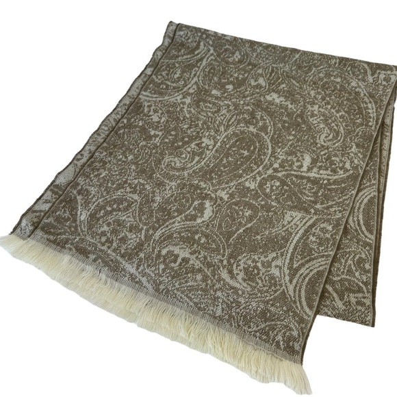 Lands' End Tan Paisley Cashmere Blend Scarf - Picture 8 of 10
